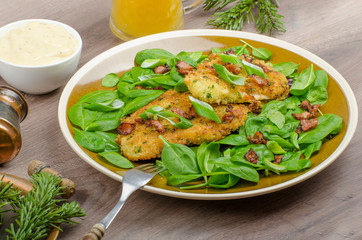 Rabbit steaks with herbs and sour cream