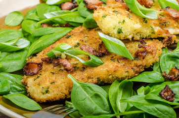 Rabbit steaks with herbs and sour cream