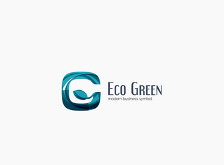 Modern G letter, green eco concept company logo