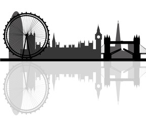 London city skyline silhouette background, vector illustration