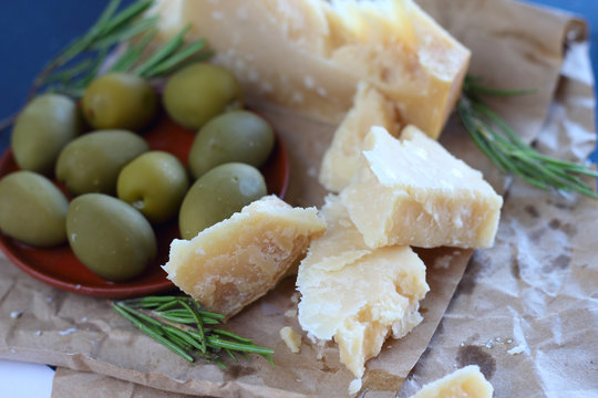 Parmesan cheese and olives