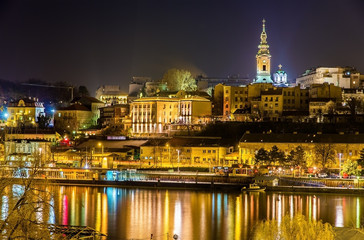 Fototapeta na wymiar View of the city center of Belgrade at night - Serbia