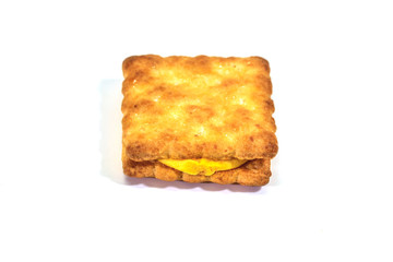 Sandwich biscuits on white background