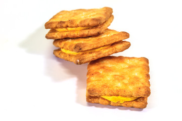 Sandwich biscuits on white background