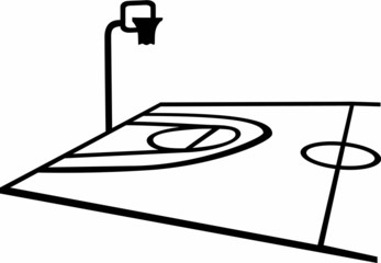 Basketball Court with Perspective on white Background