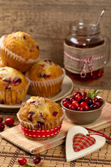 Muffins with cranberry. Selective focus.
