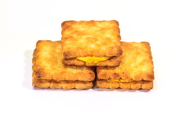 Sandwich biscuits on white background