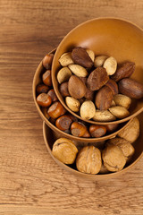 Variety of nuts. Selective focus.