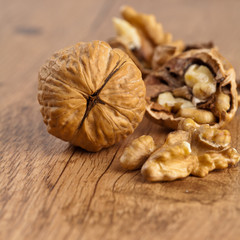 Walnuts. Selective focus.