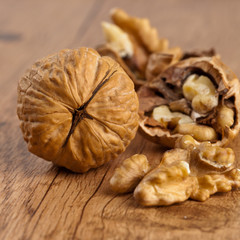 Walnuts. Selective focus.
