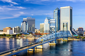 Jacksonville, Florida, USA City Skyline - obrazy, fototapety, plakaty