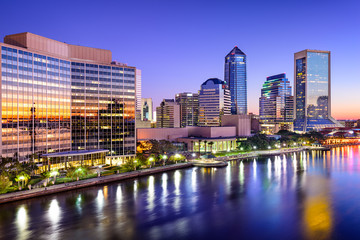 Jacksonville, Florida, USA City Skyline over St. Johns River