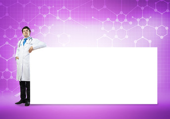 Doctor with banner