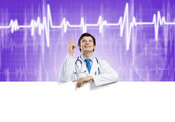 Doctor with banner