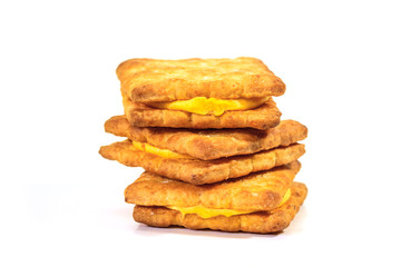 Sandwich biscuits on white background