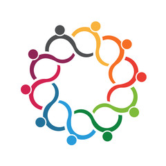 Team 10 wave group of people logo