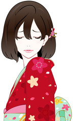 着物の女性　悲しむ