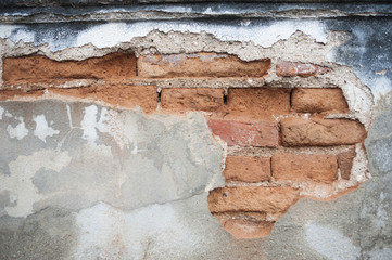 Old brick wall broken