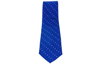 Blue necktie on a white background