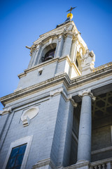 Main facade, Almudena Cathedral, located in the area of the Habs