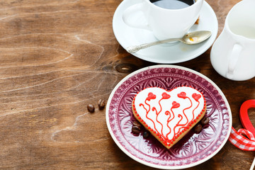 Tasty Cookie for Valentine's day on a plate