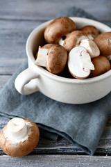fresh mushrooms champignon in a bowl