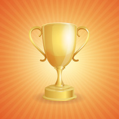 Vector golden winner cup on light