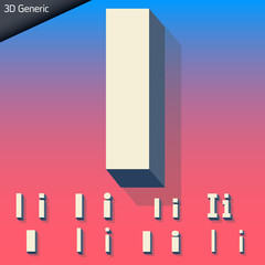 Vector alphabet of simple and generic 3d letters. Letter i