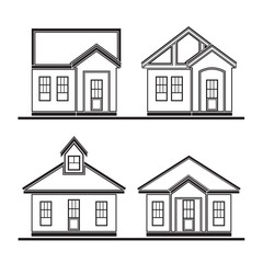 set of silhouette houses flat design vector illustration
