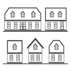 set of silhouette houses flat design vector illustration