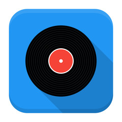 Music vinyl record flat app icon with long shadow