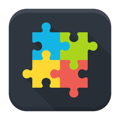 Puzzle flat app icon with long shadow