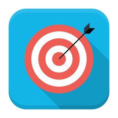 Target with arrow flat app icon with long shadow