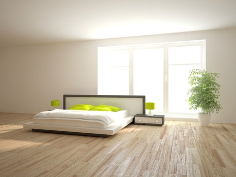 white bedroom-3d rendering