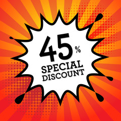 Comic book explosion with text Special Discount, vector