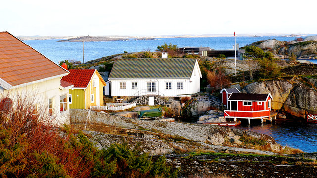 The view over the roofs of the old buildings of the fjord