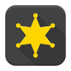 Western sheriff star flat app icon with long shadow