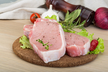 Raw pork steak