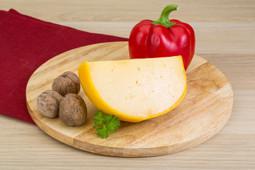 Yellow round cheese
