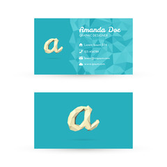 Low Poly Business Card Template with Initials Letter A