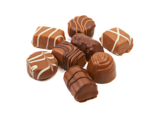 Set of delicious chocolate praline candies.