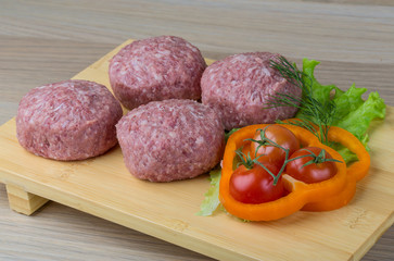Raw burger cutlet