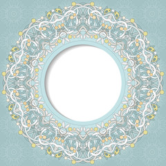 Card with frame of delicate ornament.
