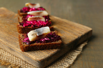Canape herring with beets
