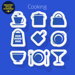 Sticker icons of Cooking