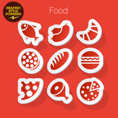 Sticker icons of food and cooking
