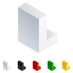 Vector 3D isometric letters. Letter l