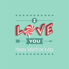 Love, I love you, Valentines day card - Vector illustration.
