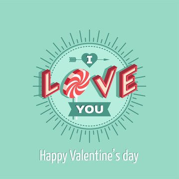 Love, I love you, Valentines day card - Vector illustration.