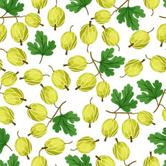 Seamless nature pattern with gooseberries.